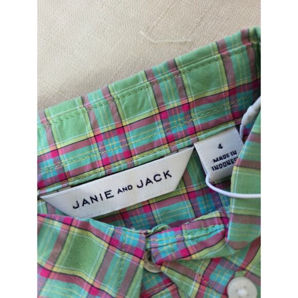 Janie and Jack Long Sleeve Green Plaid Shirt - Picture 3 of 4